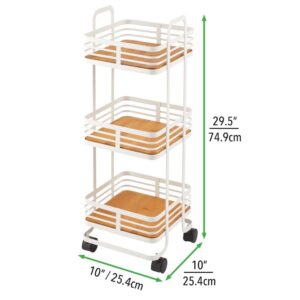 Aqua 3-Tier Storage Cart Trolley Cream with MDF Board