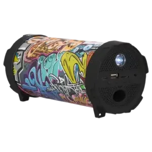 M-Stuff Bluetooth wireless speaker with a graffiti design