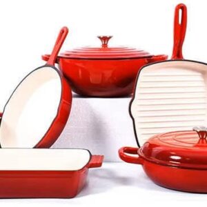 Red Cast Iron Enamel - 11- Piece Pot Set