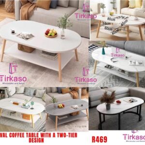 Oval Coffee Table With A Two Tier Design