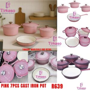 Pink 7PCS Iron Pot